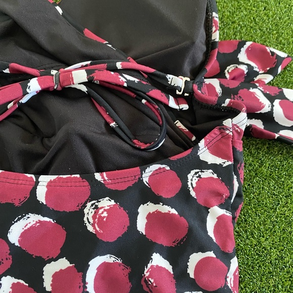 Small Swimsuit Jaclyn Smith Polka Dit Tied Black One Piece Halter - Picture 5 of 6